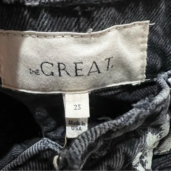$395 The Great The Hero Black Daisy Stamp Jean Women's Size 25 Made In Usa - Picture 14 of 16